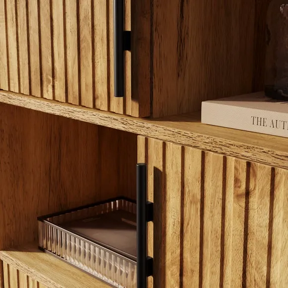 Low Bookcase with Metal Legs - Mango Wood Effect
