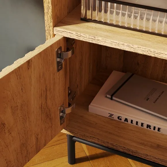 Low Bookcase with Metal Legs - Mango Wood Effect