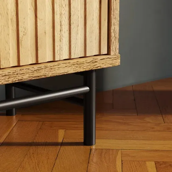 Low Bookcase with Metal Legs - Mango Wood Effect