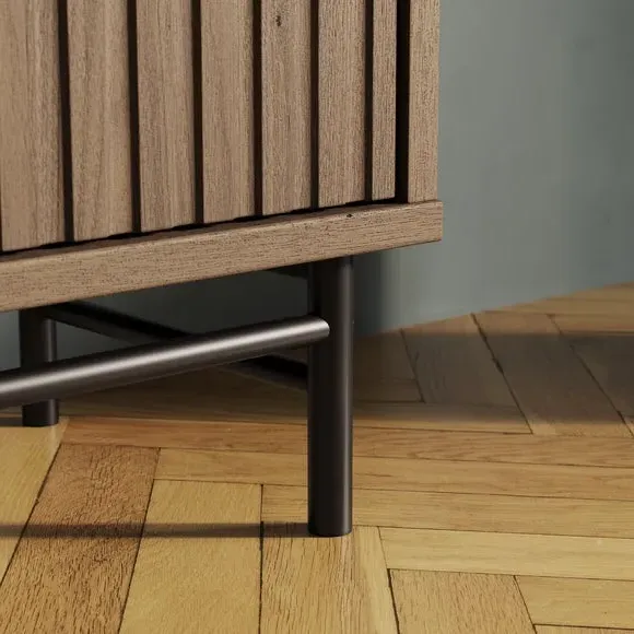 Low Bookcase with Metal Legs - Walnut Effect