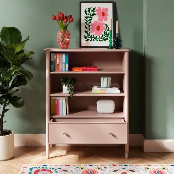 Low Bookcase with Scalloped Detail - Blush