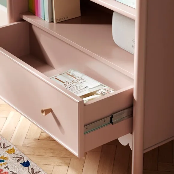 Low Bookcase with Scalloped Detail - Blush