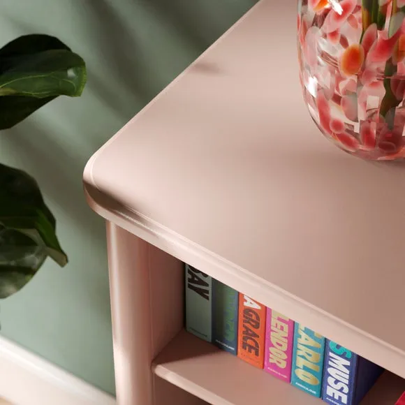 Low Bookcase with Scalloped Detail - Blush