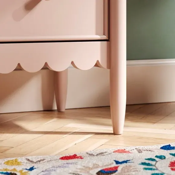 Low Bookcase with Scalloped Detail - Blush