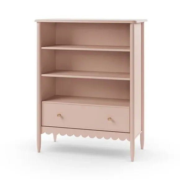 Low Bookcase with Scalloped Detail - Blush