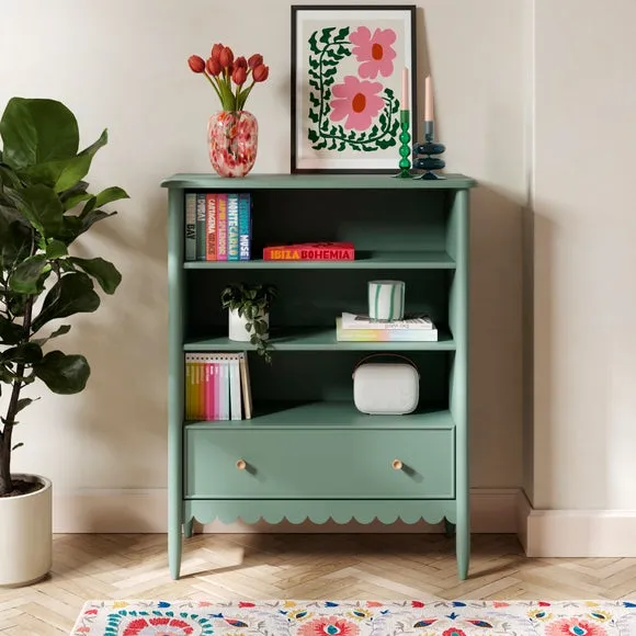 Low Bookcase with Scalloped Detail - Lilypad