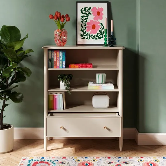 Low Bookcase with Scalloped Detail - Natural