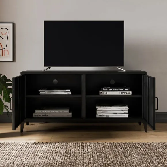 Low Sideboard with Locker Style - Black, Metal