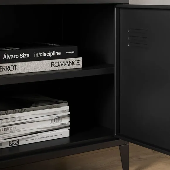 Low Sideboard with Locker Style - Black, Metal