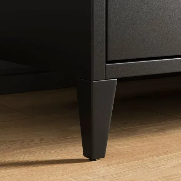 Low Sideboard with Locker Style - Black, Metal