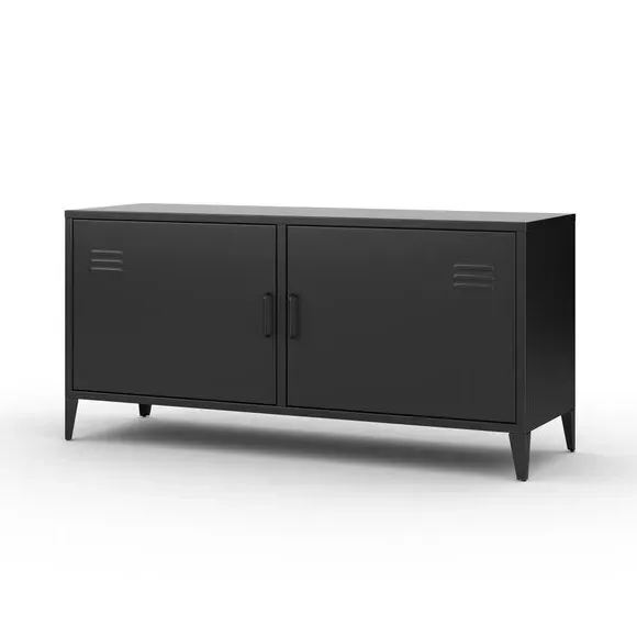 Low Sideboard with Locker Style - Black, Metal