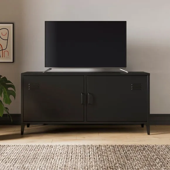 Low Sideboard with Locker Style - Black, Metal image
