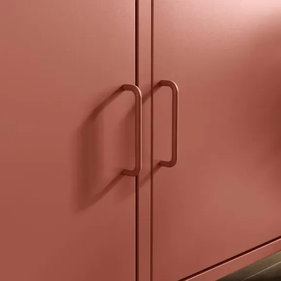 Low Sideboard with Locker Style - Terracotta, Metal