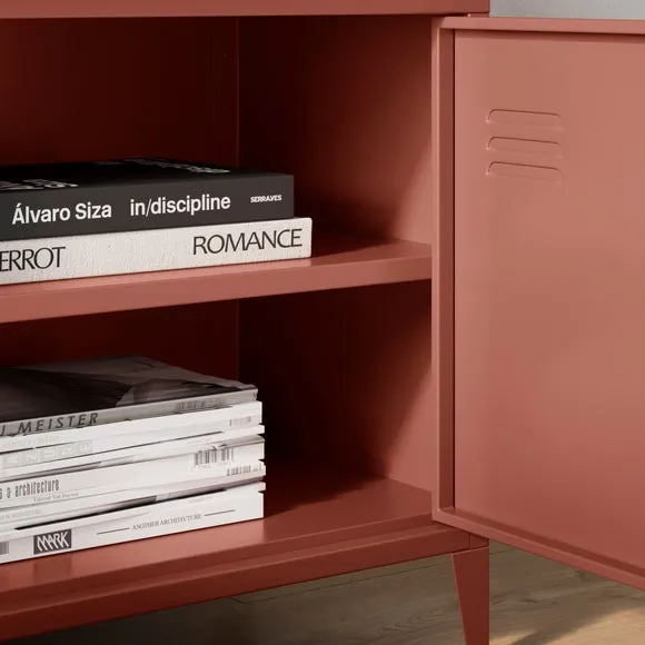 Low Sideboard with Locker Style - Terracotta, Metal