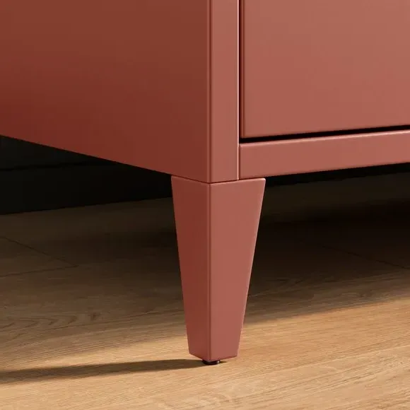 Low Sideboard with Locker Style - Terracotta, Metal