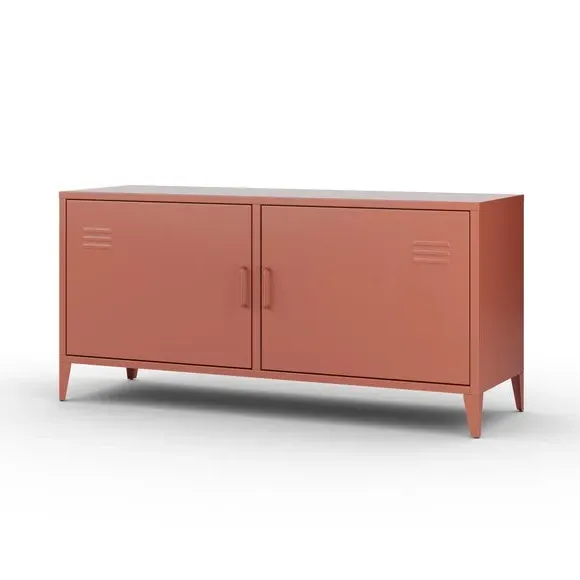 Low Sideboard with Locker Style - Terracotta, Metal