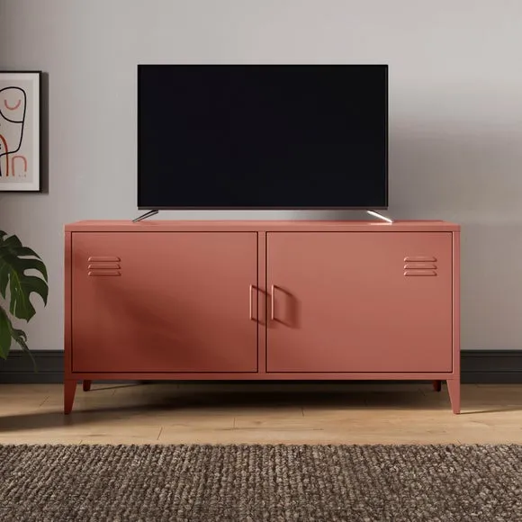 Low Sideboard with Locker Style - Terracotta, Metal