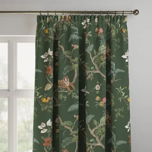 Made to Measure Curtains Bengal Print - Olive, Velvet
