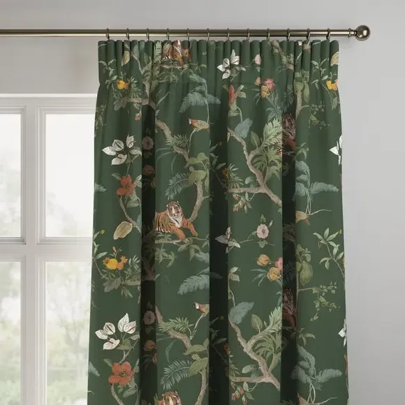 Made to Measure Curtains Bengal Print - Olive, Velvet