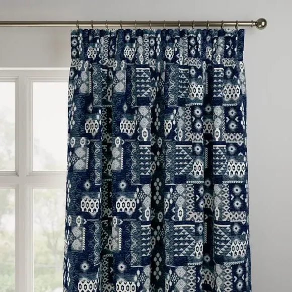 Made to Measure Curtains - Blue, Chenille