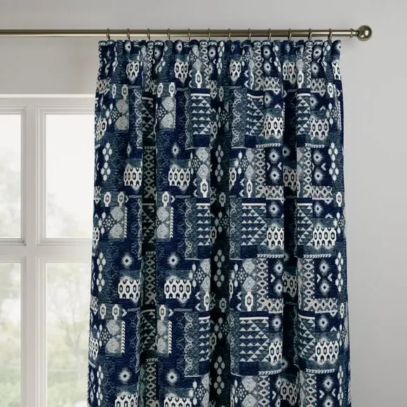 Made to Measure Curtains - Blue, Chenille