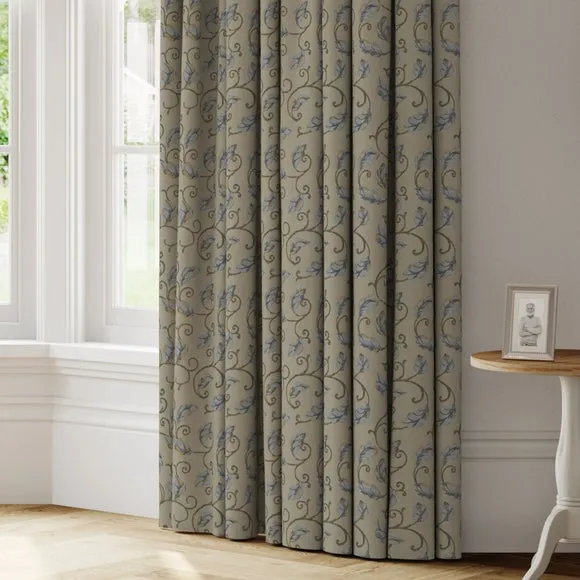 Made to Measure Curtains - Blue, Floral Print image