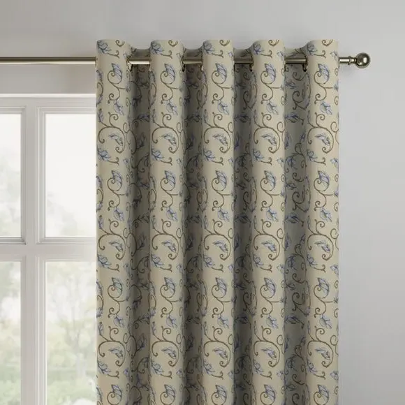 Made to Measure Curtains - Blue, Floral Print