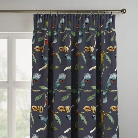 Made to Measure Curtains Cockatoo Print - Ink, Velvet