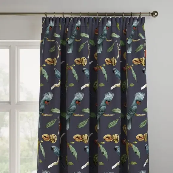Made to Measure Curtains Cockatoo Print - Ink, Velvet