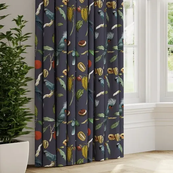 Made to Measure Curtains Cockatoo Print - Ink, Velvet image