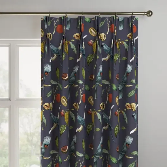 Made to Measure Curtains Cockatoo Print - Ink, Velvet