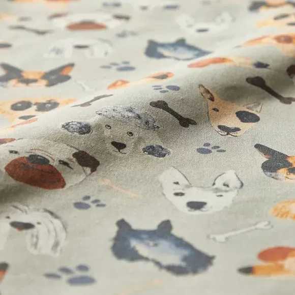 Made to Measure Curtains Dog Print - Natural, Cotton