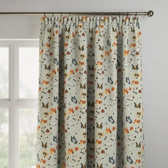 Made to Measure Curtains Dog Print - Natural, Cotton