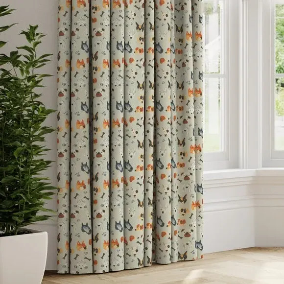 Made to Measure Curtains Dog Print - Natural, Cotton image
