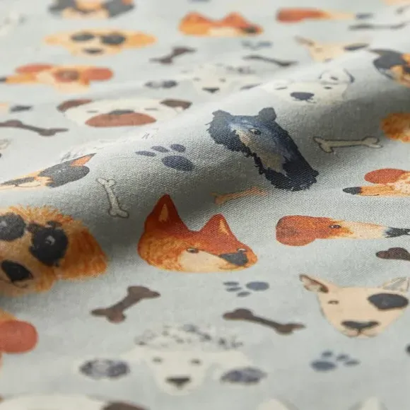 Made to Measure Curtains Dog Print - Seafoam, Cotton