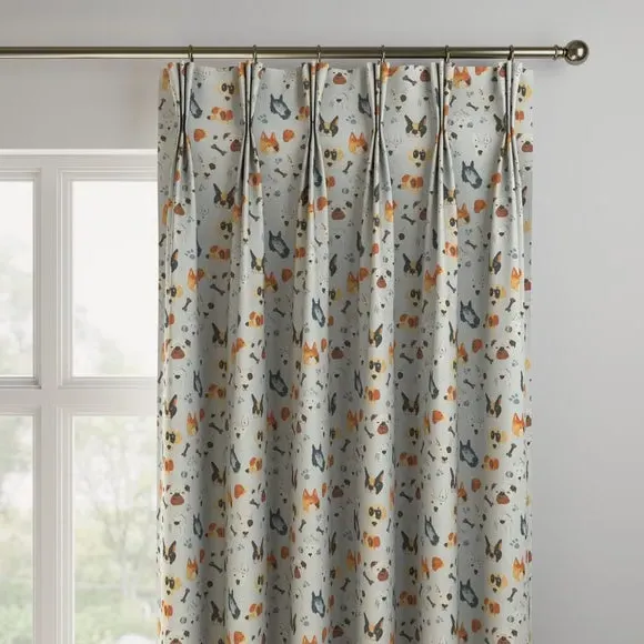 Made to Measure Curtains Dog Print - Seafoam, Cotton