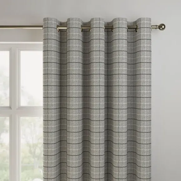 Made to Measure Curtains - Dove Grey, Checked