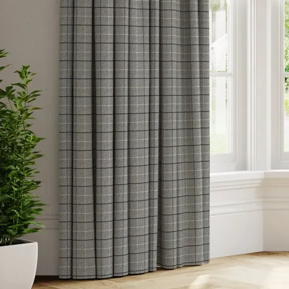 Made to Measure Curtains - Dove Grey, Checked image