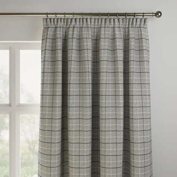 Made to Measure Curtains - Dove Grey, Checked