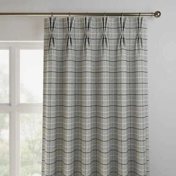 Made to Measure Curtains - Dove Grey, Checked