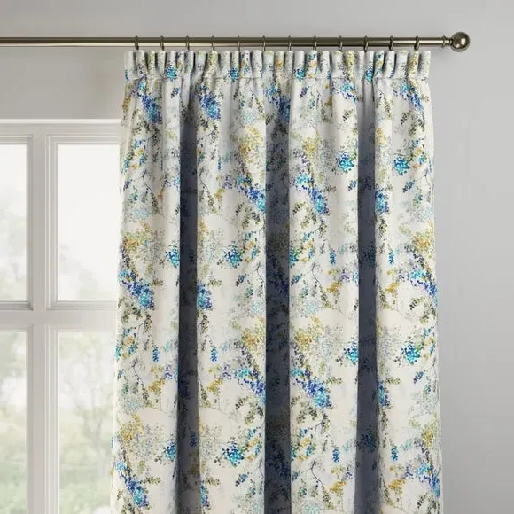 Made to Measure Curtains Floral - Navy