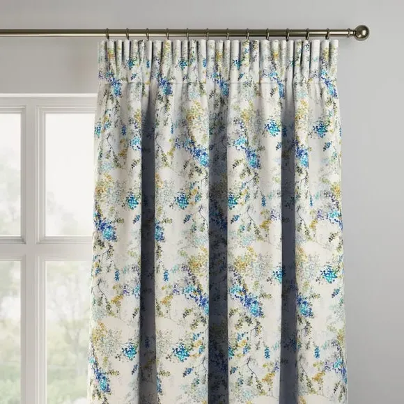 Made to Measure Curtains Floral - Navy