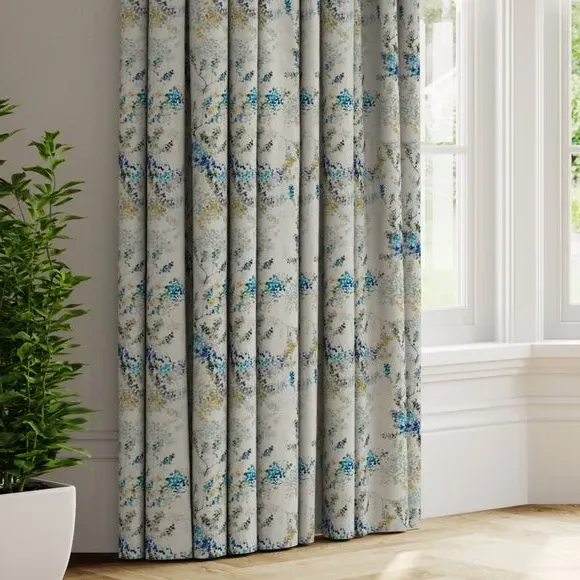 Made to Measure Curtains Floral - Navy