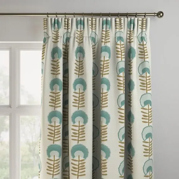 Made to Measure Curtains Floral - Seafoam, Polycotton