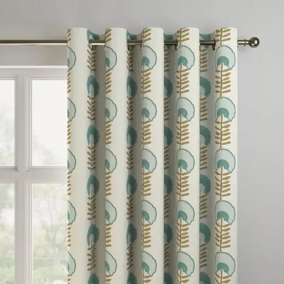 Made to Measure Curtains Floral - Seafoam, Polycotton