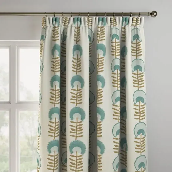 Made to Measure Curtains Floral - Seafoam, Polycotton