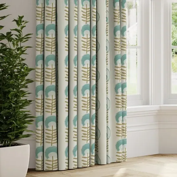Made to Measure Curtains Floral - Seafoam, Polycotton