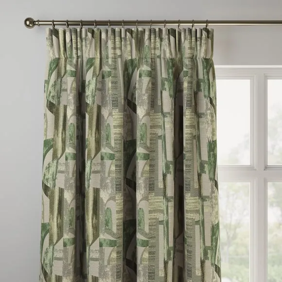 Made to Measure Curtains - Green, Jacquard