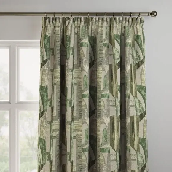 Made to Measure Curtains - Green, Jacquard