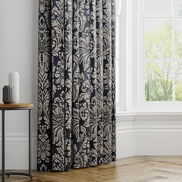 Made to Measure Curtains - Ink, Satin